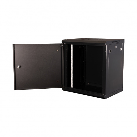 Шкаф 19" телекоммуникационный настенный, 12U 635x600х450 мм, дверь металл, черный